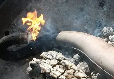 Still an occasional burst of flames