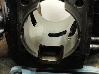 Pin scores in cylinder.