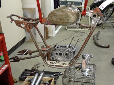 Tank stripped and positioned.