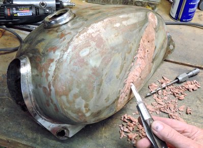Record Bondo depth for a motorcycle tank.