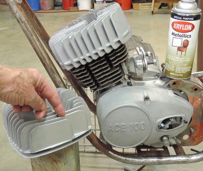 Blasted aluminum with Krylon flat aluminum paint. Engine is blast only.