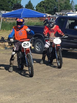 Dale and Brett heading out for practice laps.